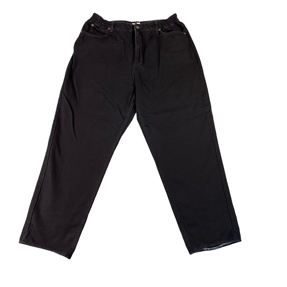 LL BEAN Original Fit Relaxed Elastic Back waist Black Jeans (HEMMED) Size 16